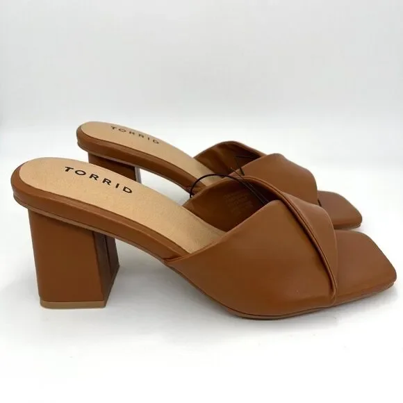 New Torrid Cognac Twist Front Heeled Mule - Size 8WW - Picture 4 of 11